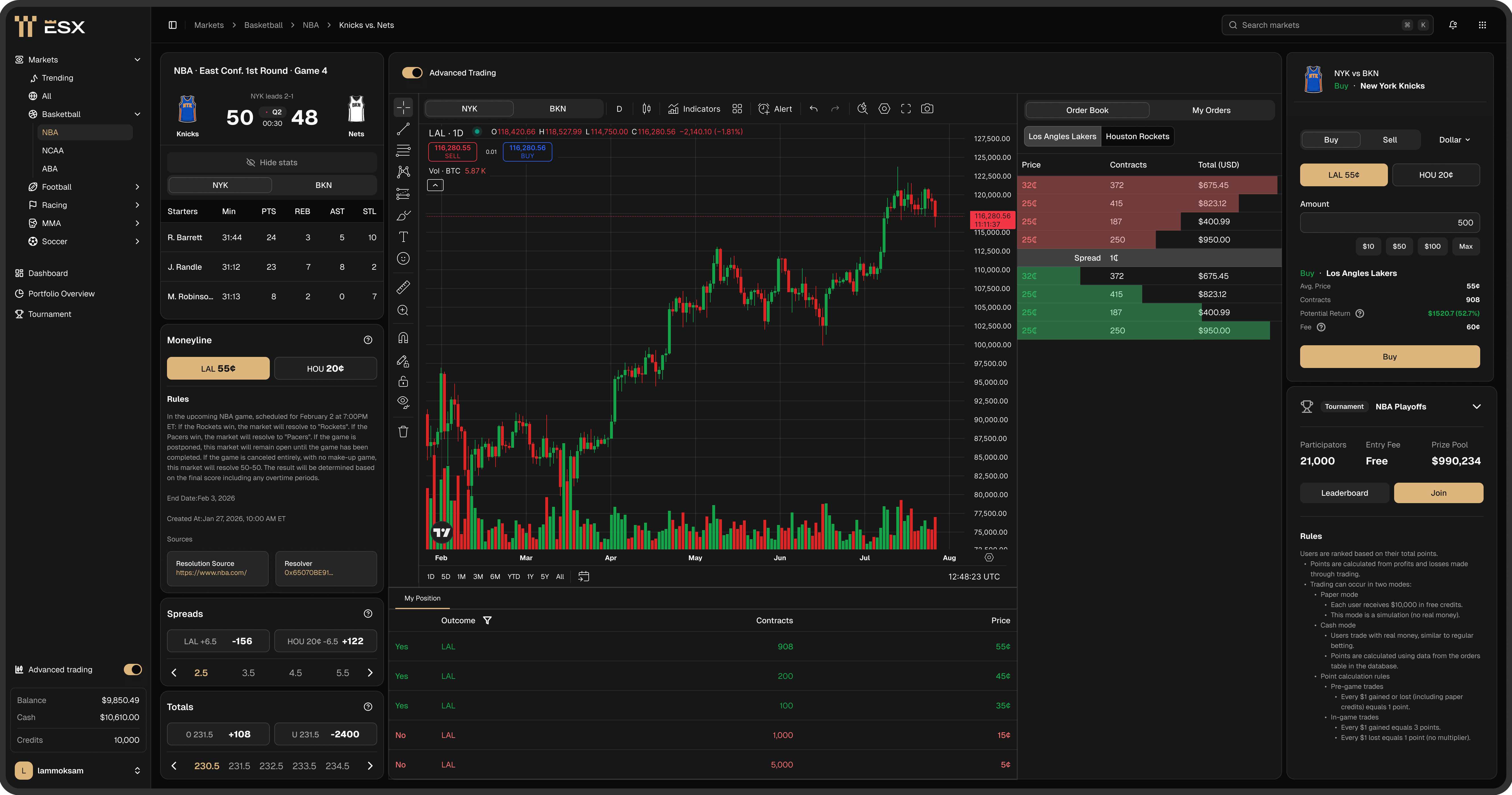 ESX — Sports Prediction Market Platform — design