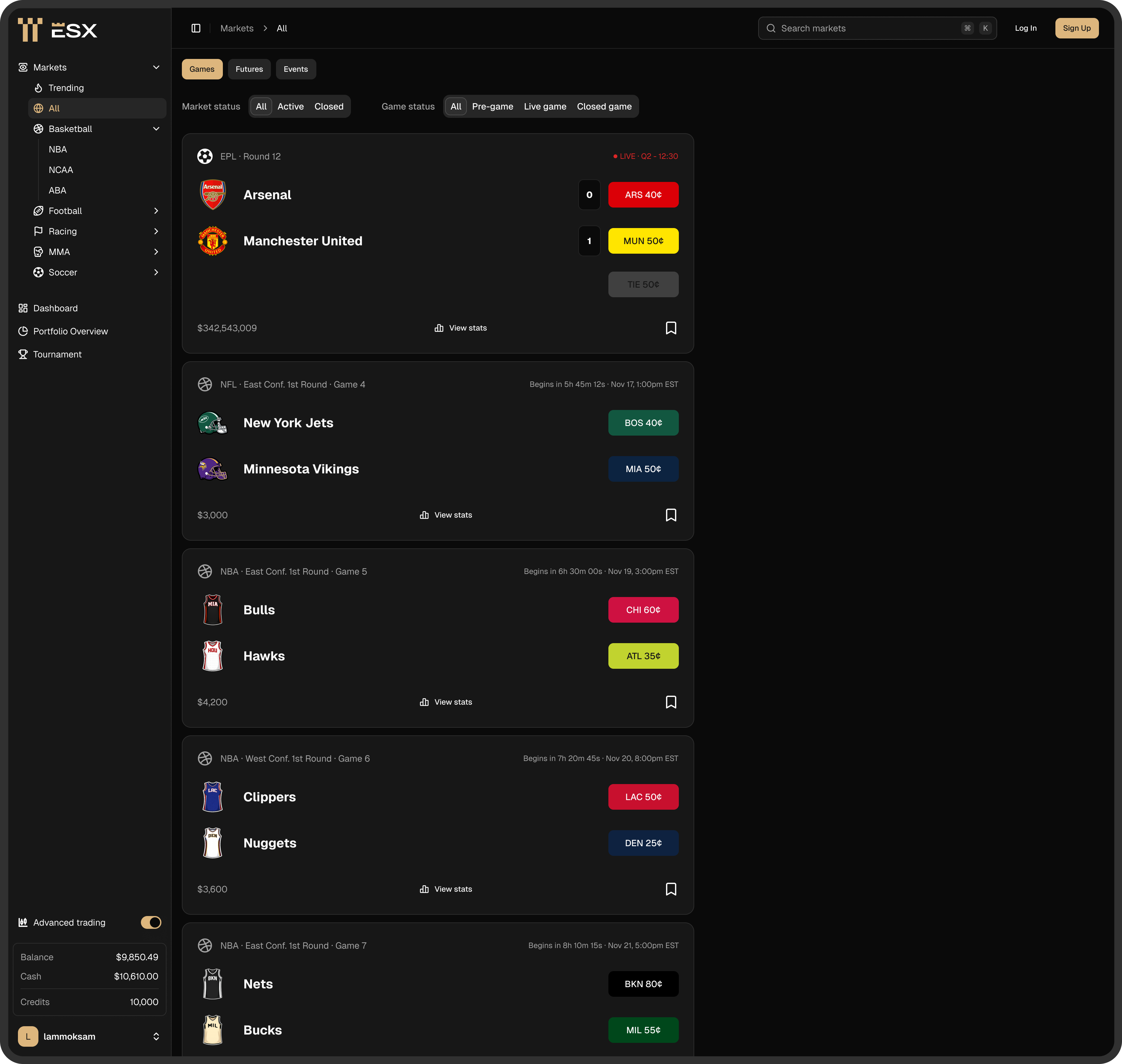 ESX — Sports Prediction Market Platform — design