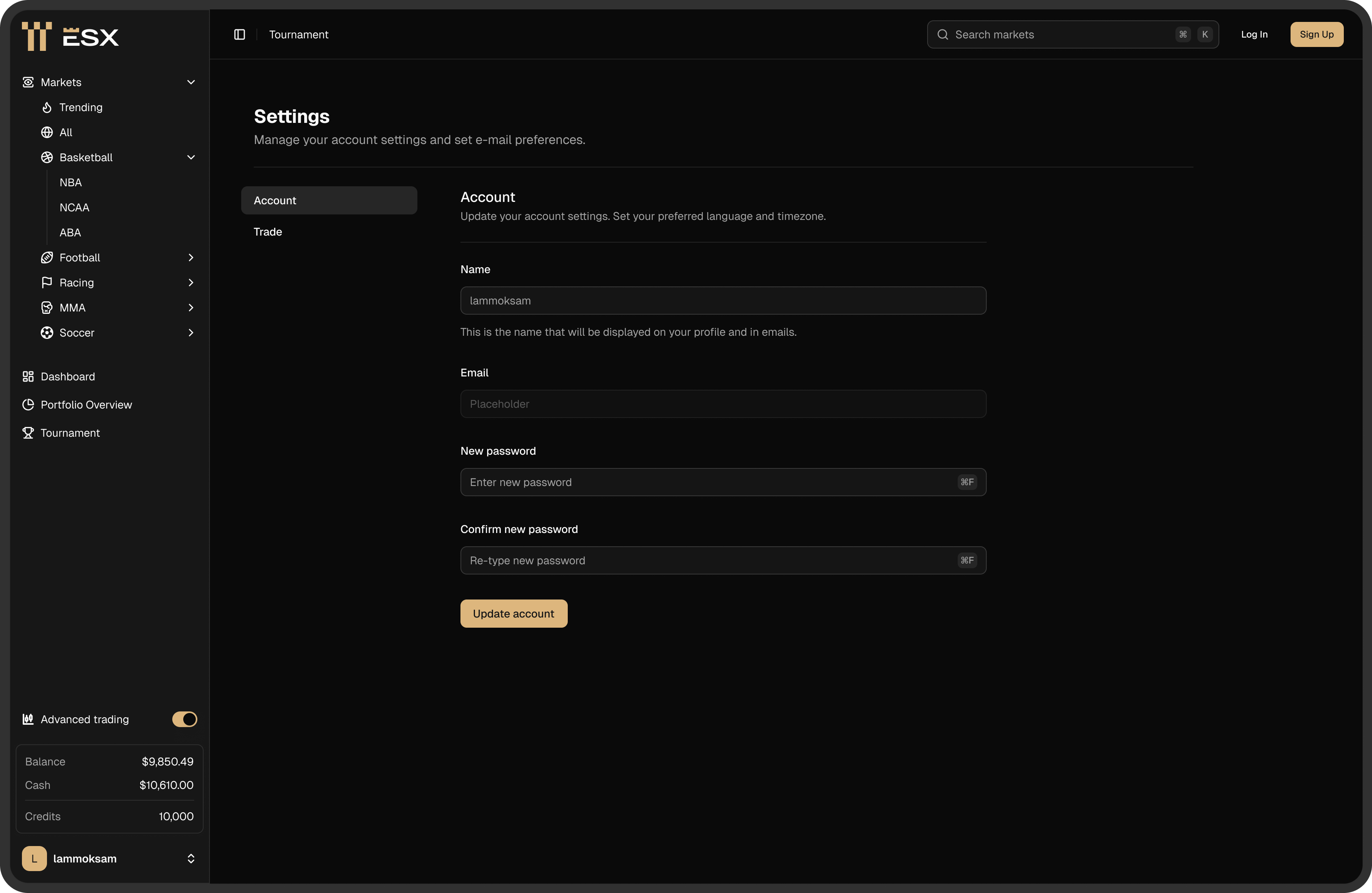 ESX — Sports Prediction Market Platform — design